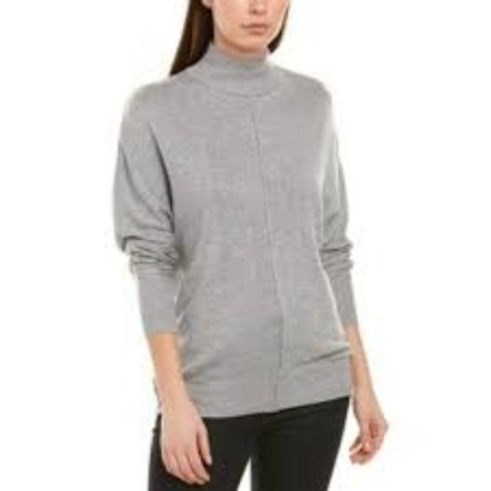 Magaschoni Gray‎ Mock Neck Cashmere Blend Dolman Sleeve Sweater Small
